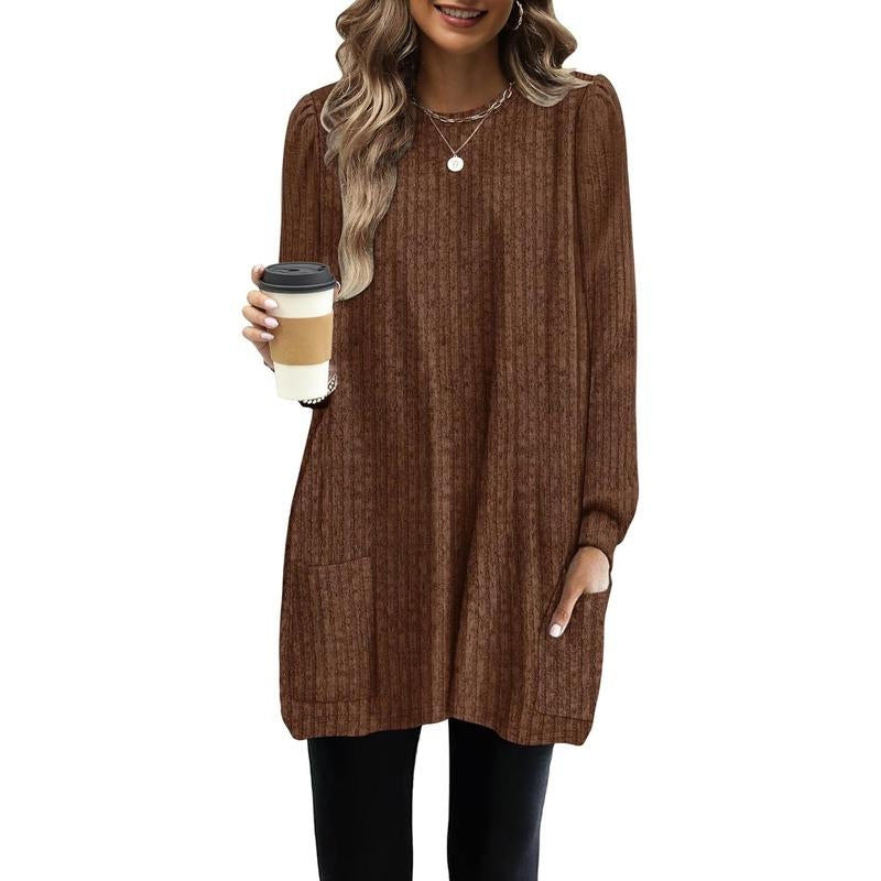 WIHOLL Long Sleeve Shirts for Women Long Sweaters with Pockets Tunic Tops Loose Fit