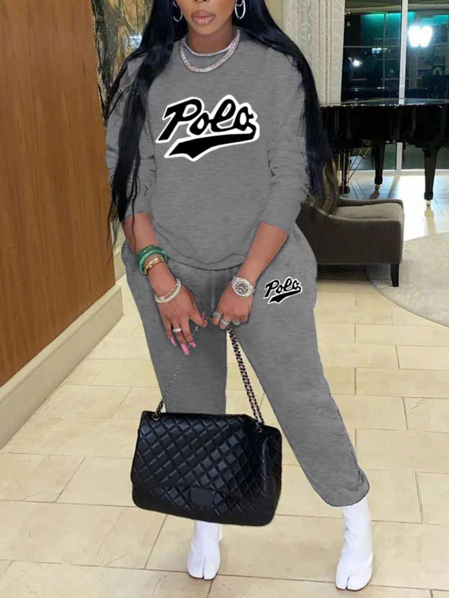 LW plus Size Woman Tracksuit Two Piece Set Letter Print Pants Set Pullovers Sweatshirts Female Jogging Woman Clothing Sports Sui 240810