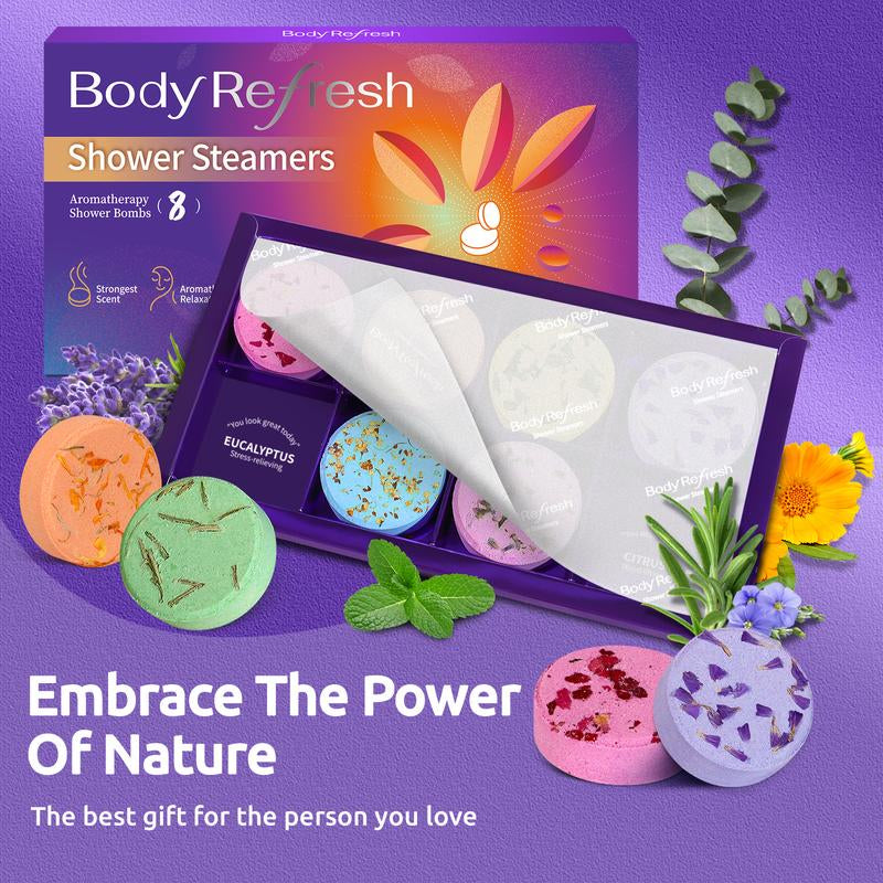 Buy 1 Get 1 Free Bodyrefresh Shower Steamers Aromatherapy – 8 Pack Shower Bombs with Essential Oils, Stress Relief, Self Care, Spa Gifts for Women, Mom, Birthday & Christmas