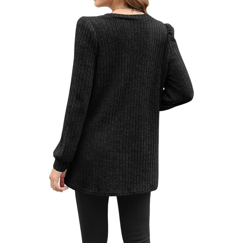 WIHOLL Long Sleeve Shirts for Women Long Sweaters with Pockets Tunic Tops Loose Fit