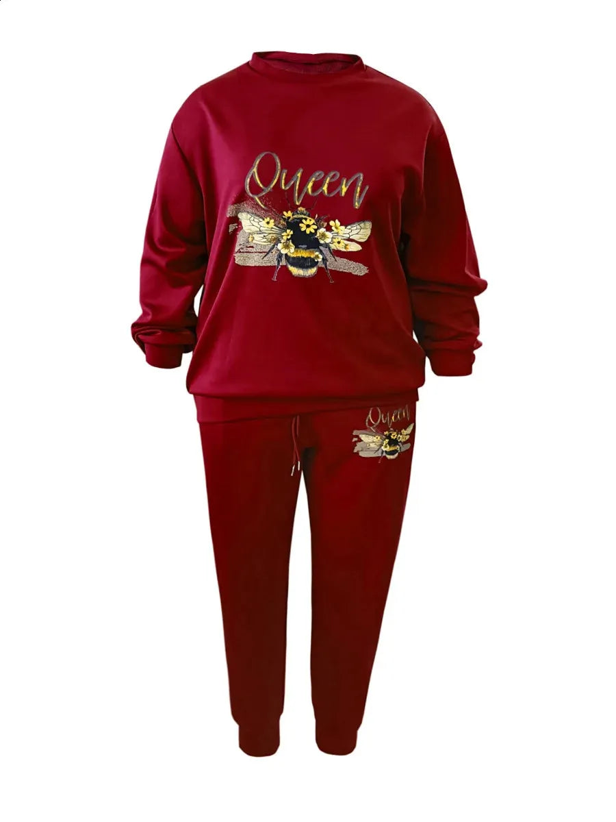 LW plus Size Woman Tracksuit Two Piece Set Letter Print Pants Set Pullovers Sweatshirts Female Jogging Woman Clothing Sports Sui 240810