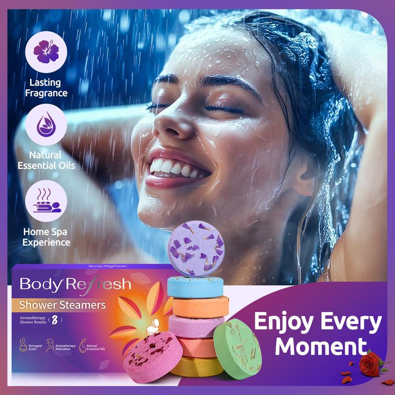 Buy 1 Get 1 Free Bodyrefresh Shower Steamers Aromatherapy – 8 Pack Shower Bombs with Essential Oils, Stress Relief, Self Care, Spa Gifts for Women, Mom, Birthday & Christmas