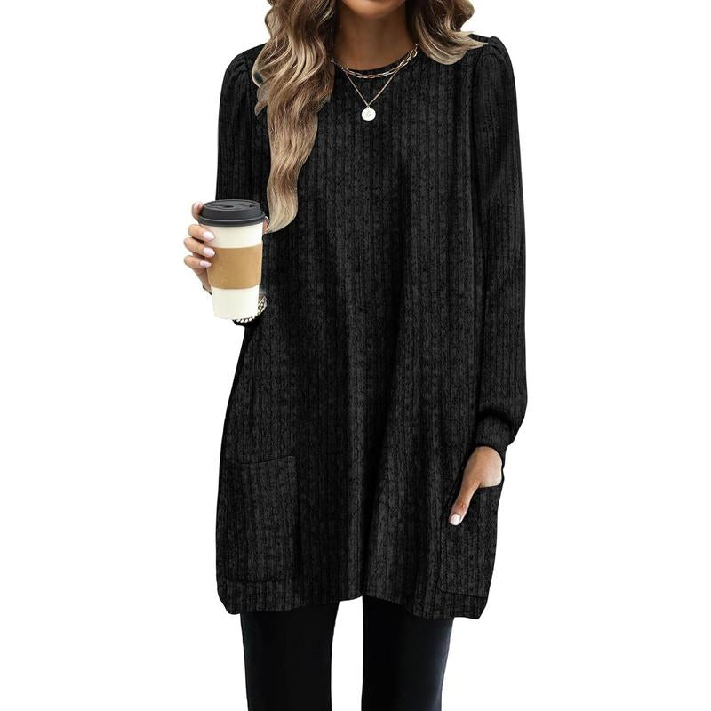 WIHOLL Long Sleeve Shirts for Women Long Sweaters with Pockets Tunic Tops Loose Fit