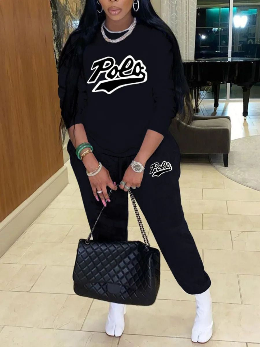 LW plus Size Woman Tracksuit Two Piece Set Letter Print Pants Set Pullovers Sweatshirts Female Jogging Woman Clothing Sports Sui 240810