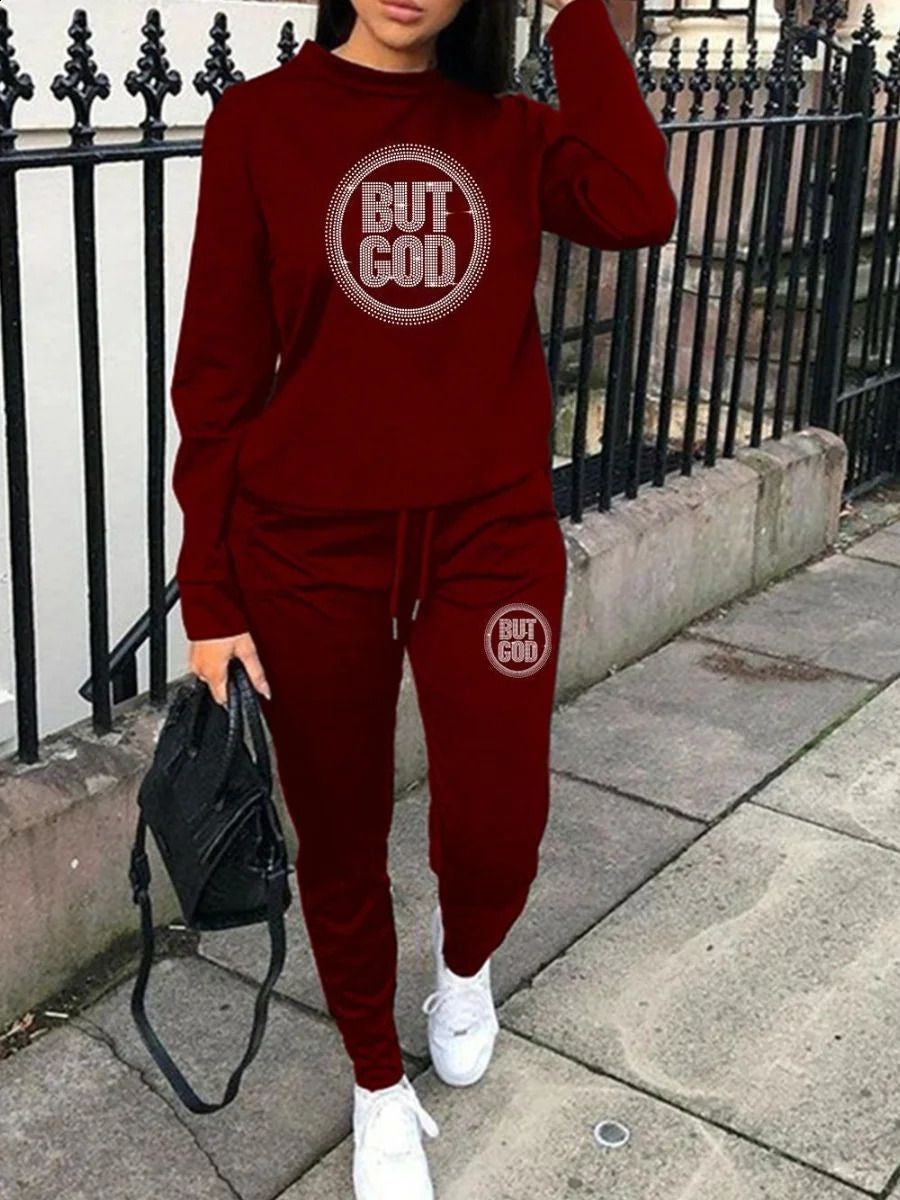 LW plus Size Woman Tracksuit Two Piece Set Letter Print Pants Set Pullovers Sweatshirts Female Jogging Woman Clothing Sports Sui 240810