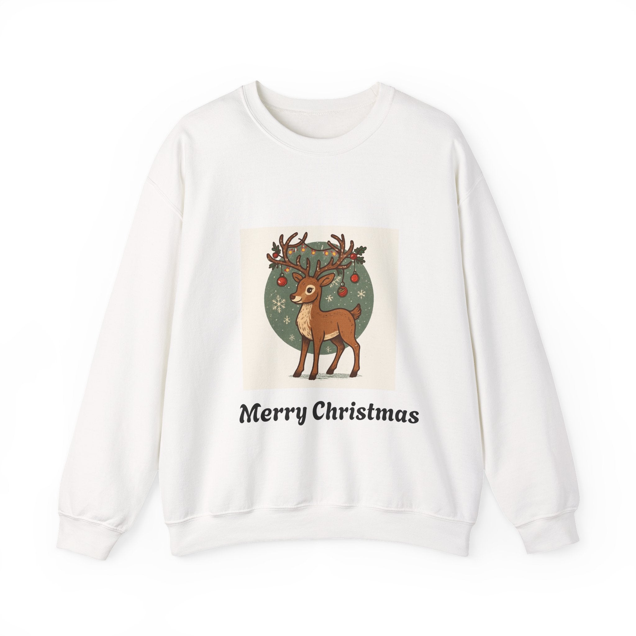 Christmas Reindeer Crewneck Sweatshirt — 'Merry Christmas' Holiday Sweater