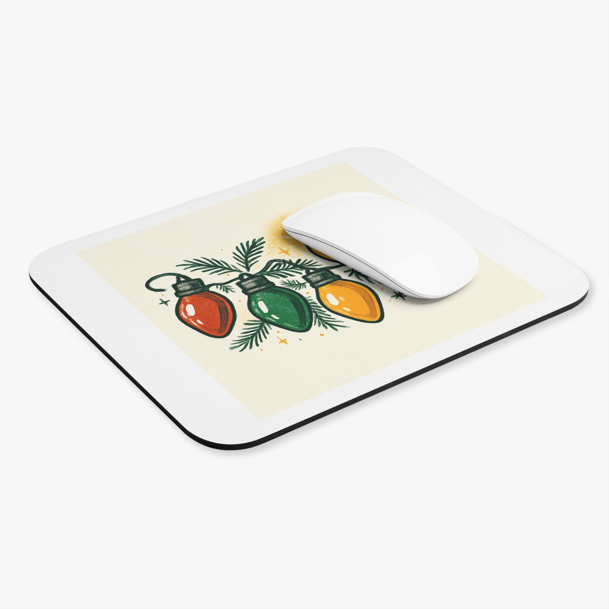 Holiday Lights Mouse Pad — Retro Christmas Bulb Desk Mat