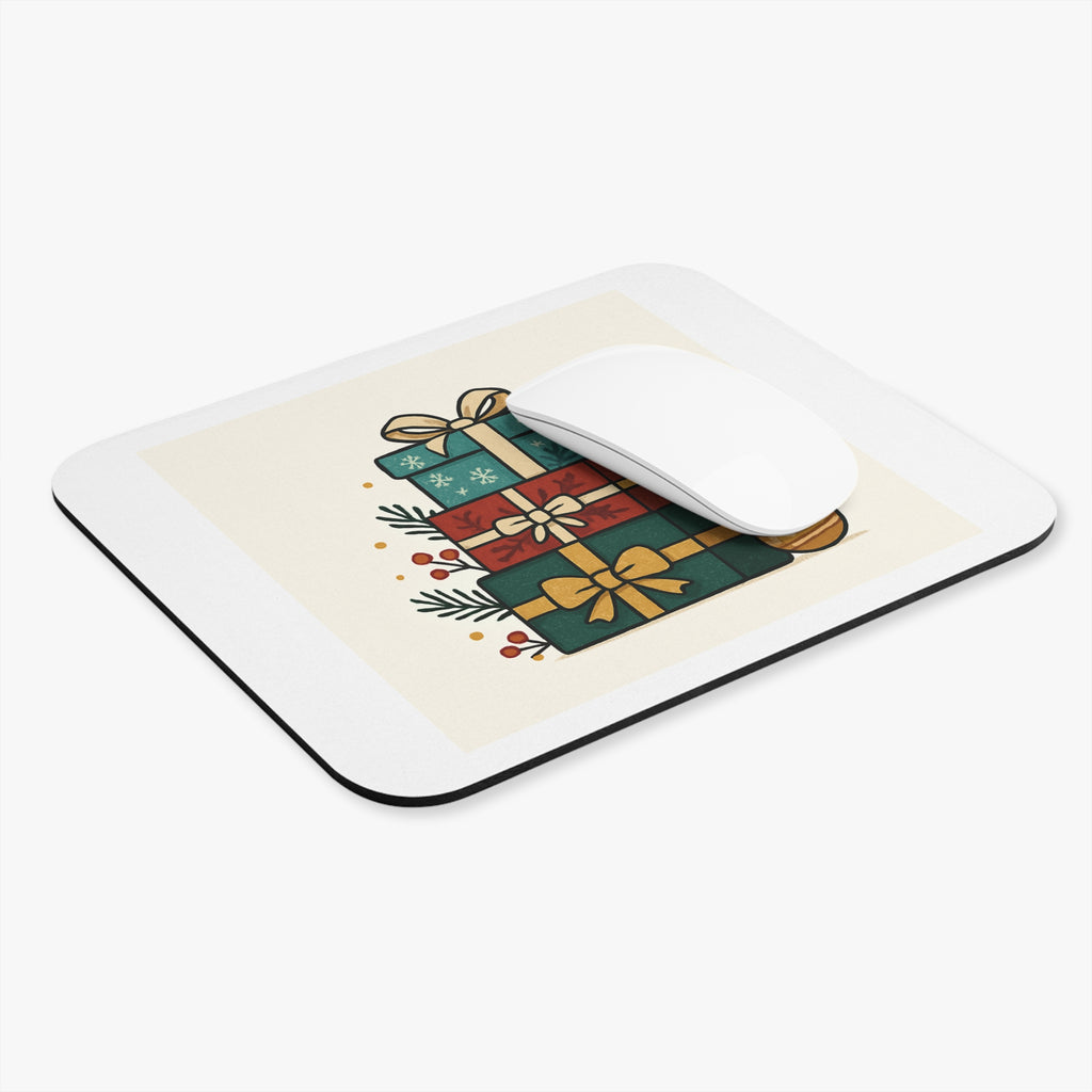 Christmas Presents Mouse Pad — Festive Stack of Gifts Desk Mat