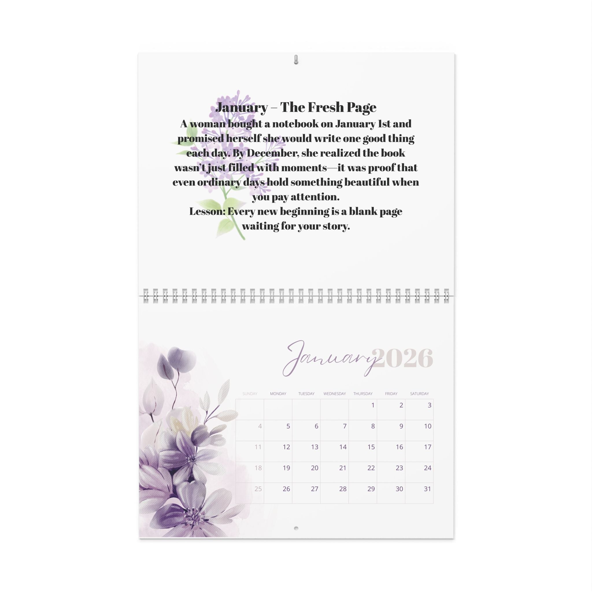 Botanical Floral Quote Wall Calendar | 2026 Wall Calendar