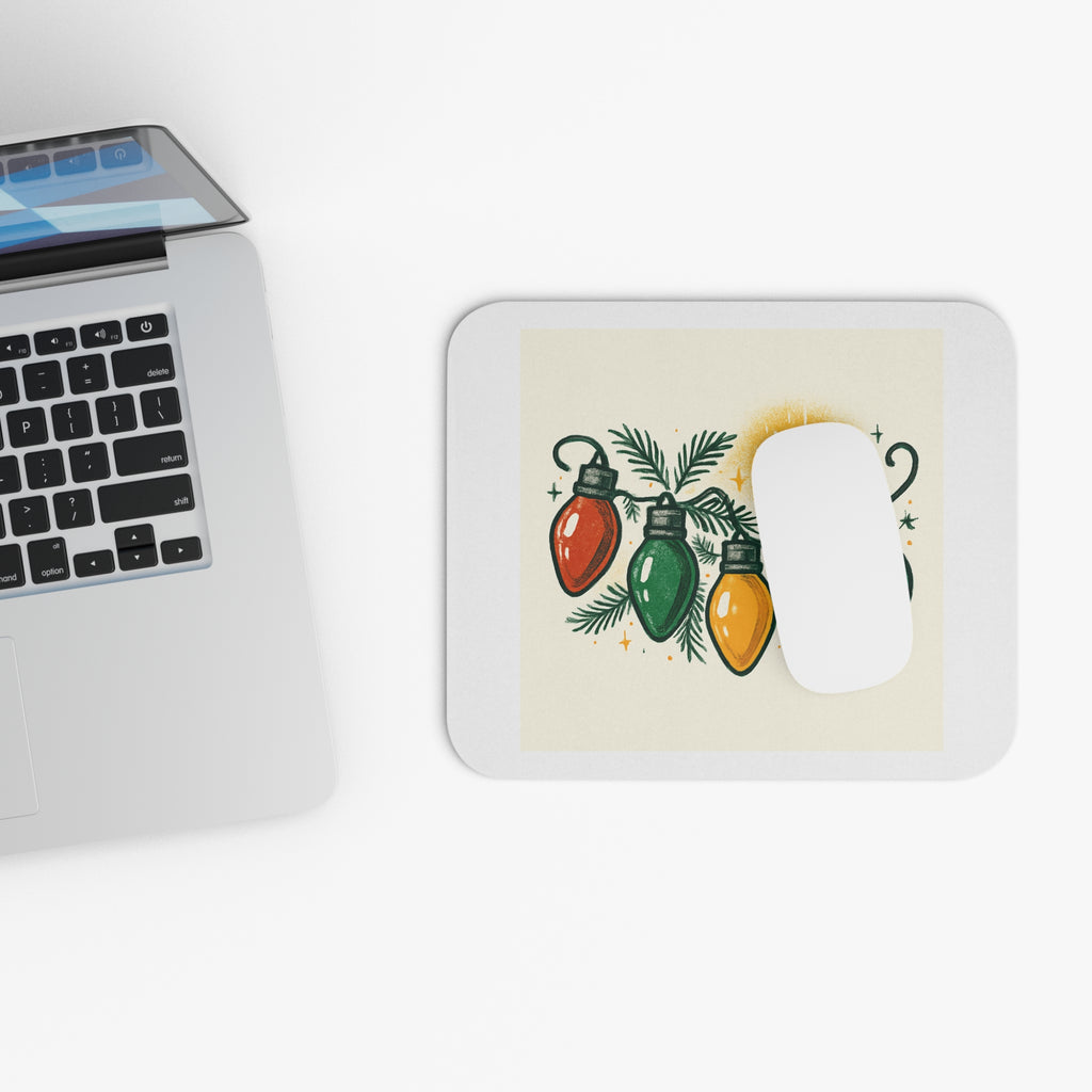 Holiday Lights Mouse Pad — Retro Christmas Bulb Desk Mat