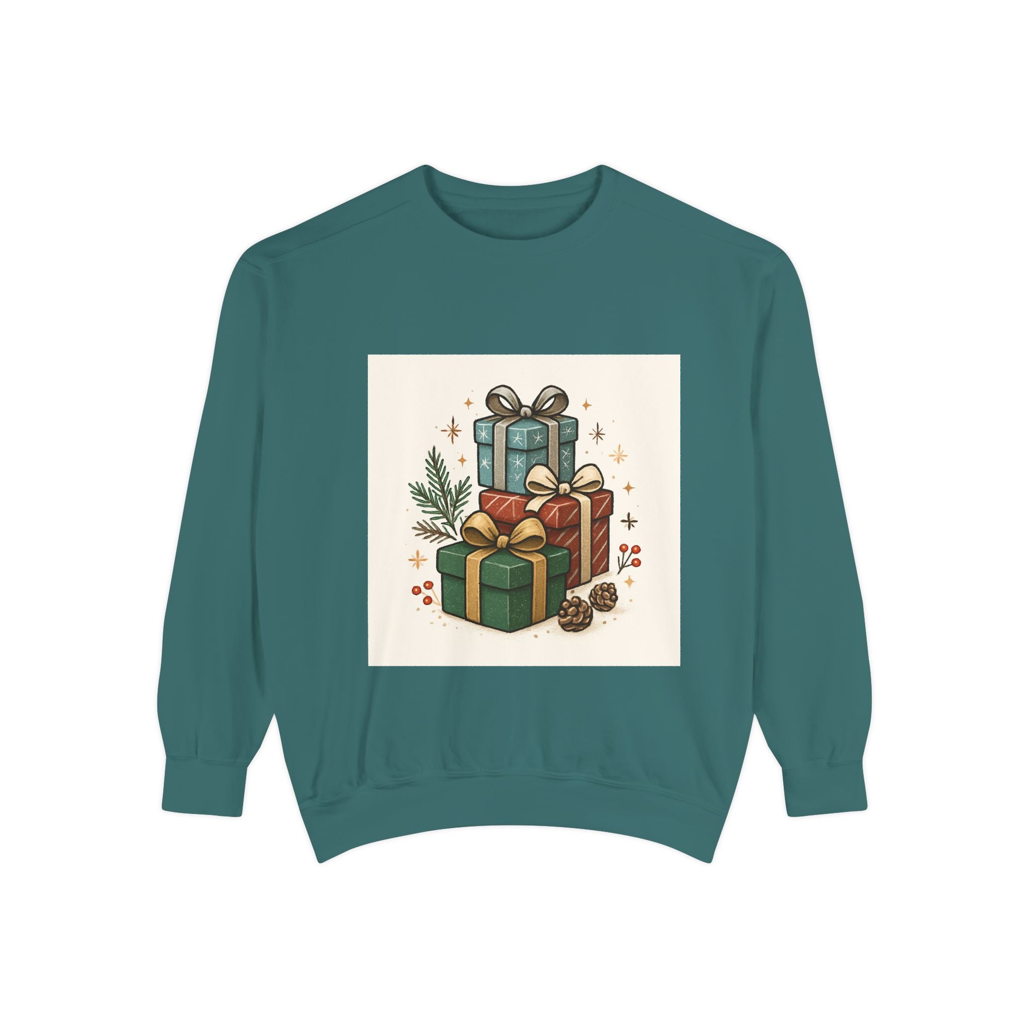 Holiday Gift Stack Sweatshirt — Cozy Christmas Presents Design