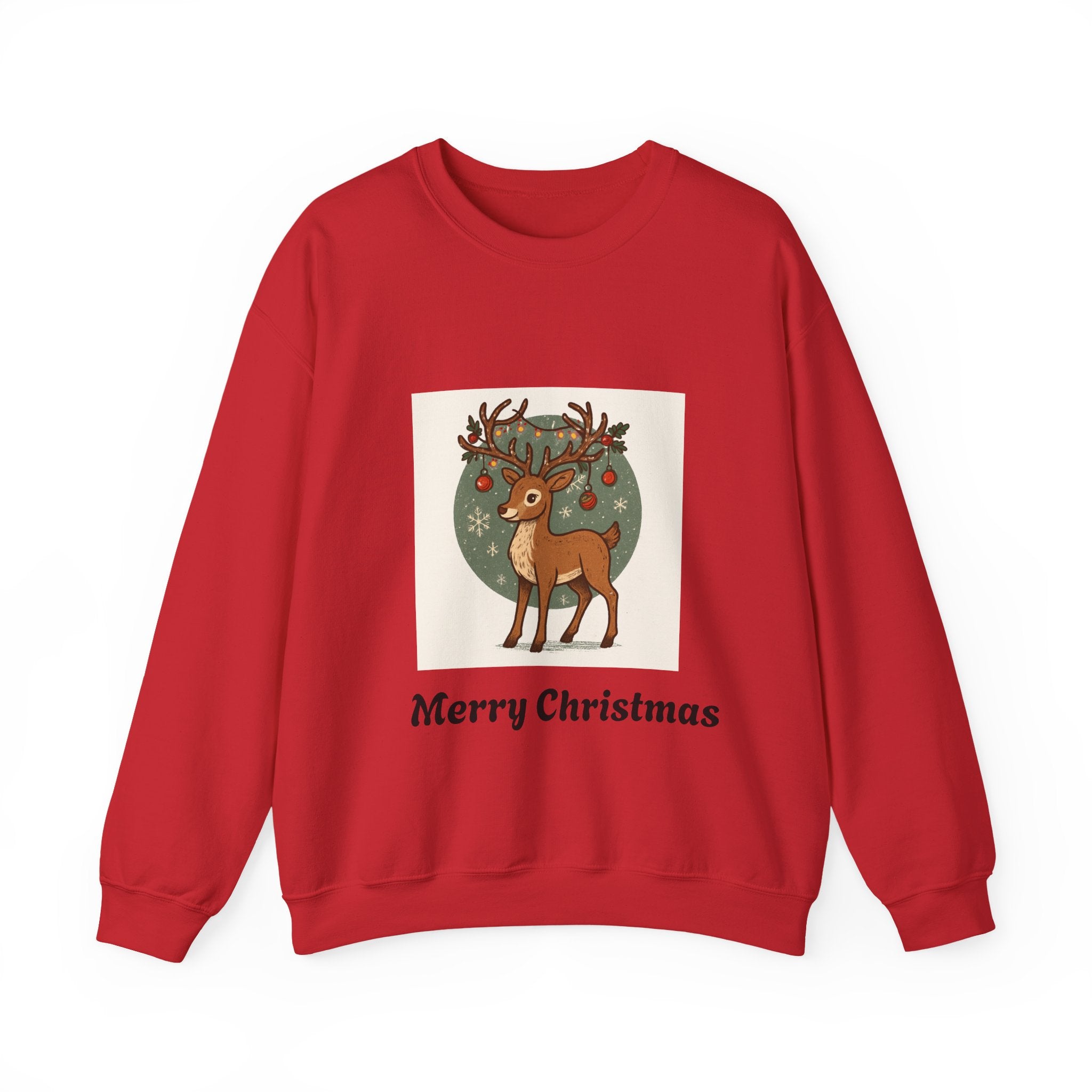 Christmas Reindeer Crewneck Sweatshirt — 'Merry Christmas' Holiday Sweater