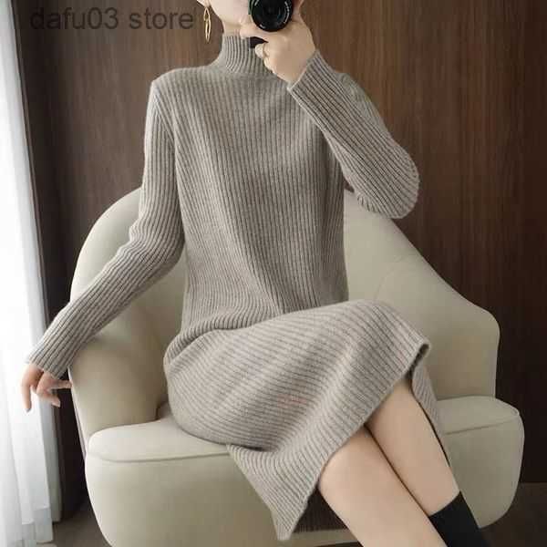 Basic Casual Dresses Casual Dresses Aesthetic Maxi Sweater Dress for Women Winter Loose Woman Robe Long Vintage Knitted Bodycon Korean Z230726