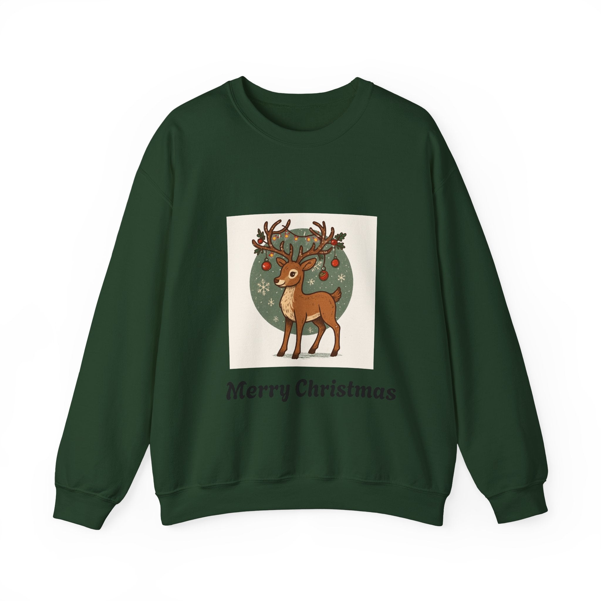 Christmas Reindeer Crewneck Sweatshirt — 'Merry Christmas' Holiday Sweater