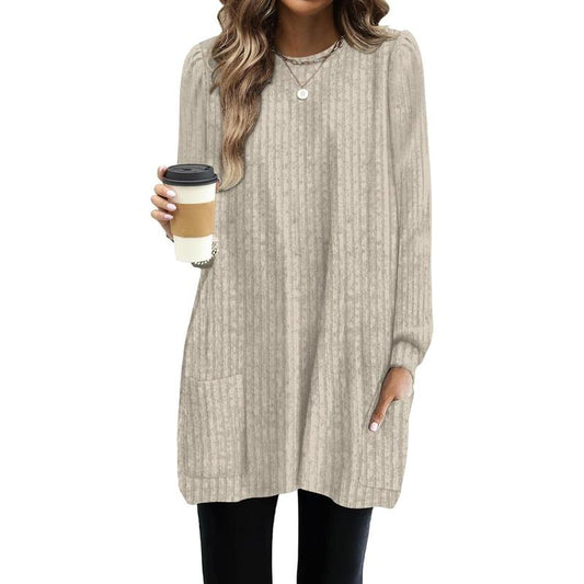 WIHOLL Long Sleeve Shirts for Women Long Sweaters with Pockets Tunic Tops Loose Fit