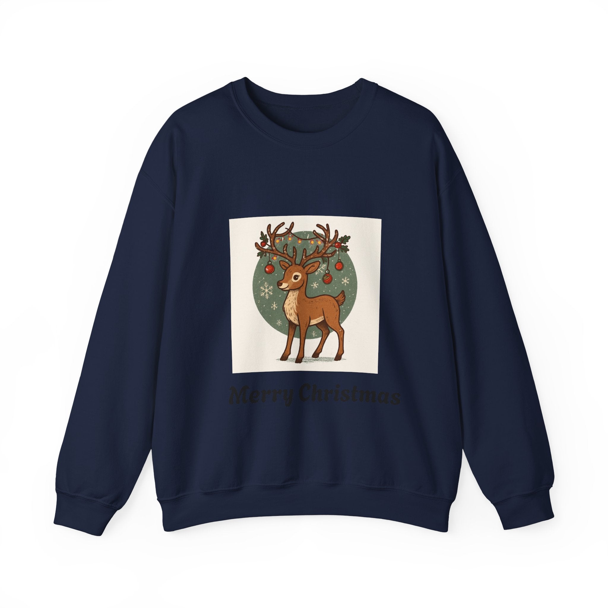 Christmas Reindeer Crewneck Sweatshirt — 'Merry Christmas' Holiday Sweater
