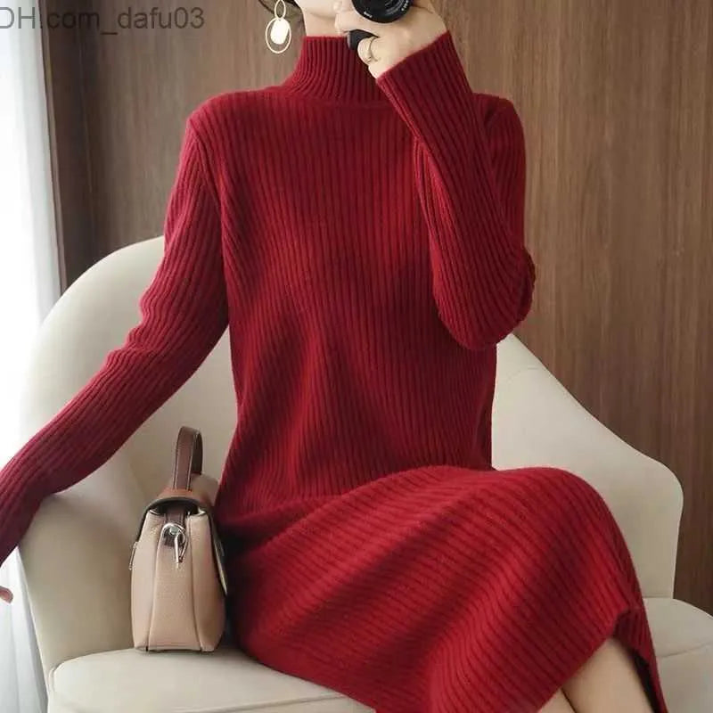 Basic Casual Dresses Casual Dresses Aesthetic Maxi Sweater Dress for Women Winter Loose Woman Robe Long Vintage Knitted Bodycon Korean Z230726