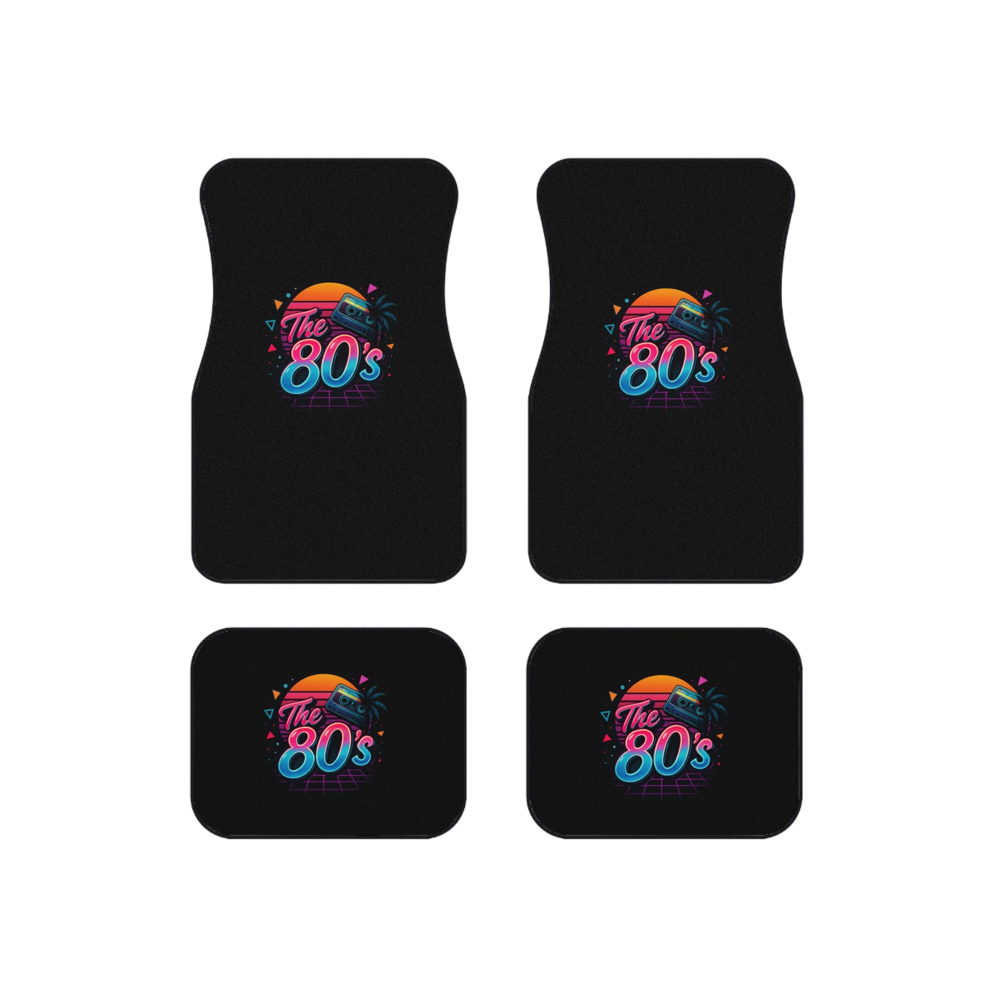 Retro 80s Car Floor Mats (Set of 4) — Neon Sunset 'The 80's' Design
