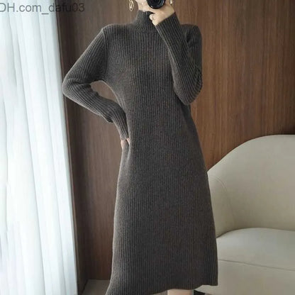 Basic Casual Dresses Casual Dresses Aesthetic Maxi Sweater Dress for Women Winter Loose Woman Robe Long Vintage Knitted Bodycon Korean Z230726