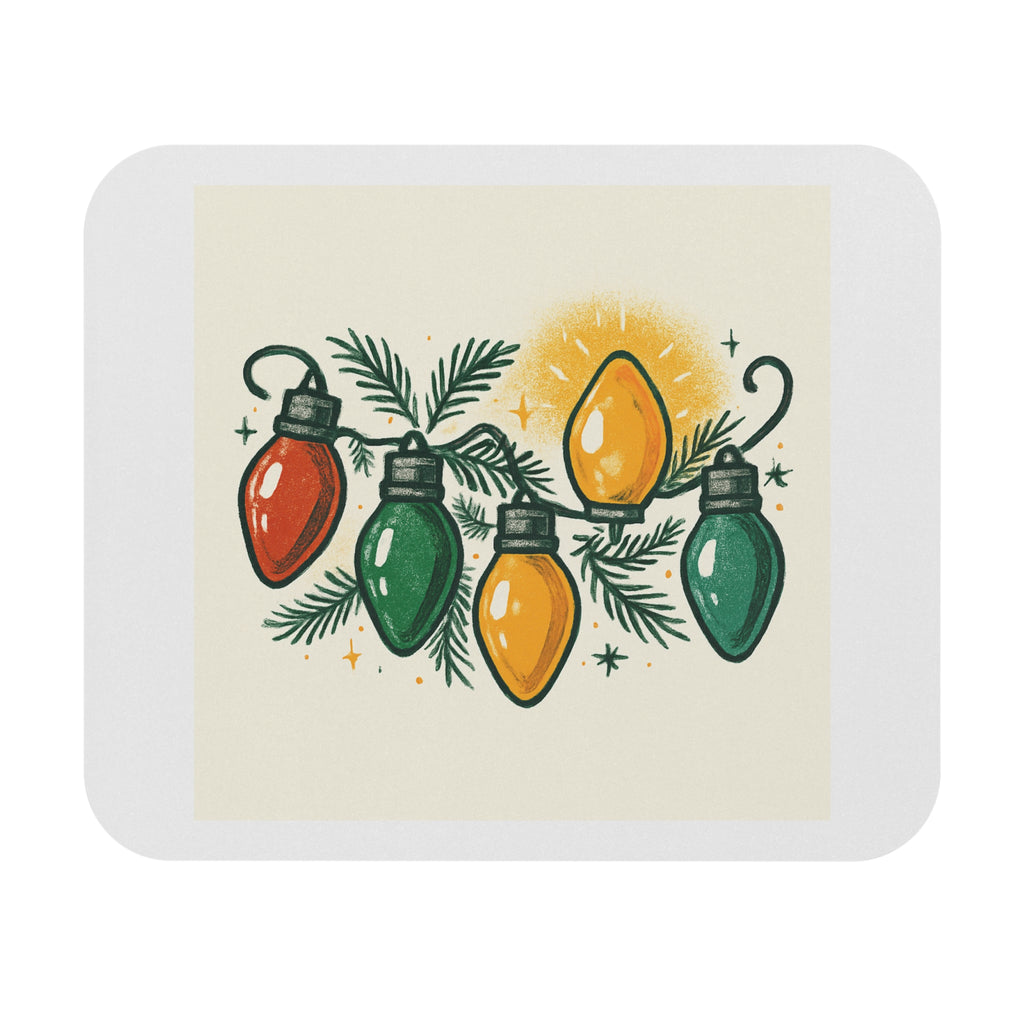 Holiday Lights Mouse Pad — Retro Christmas Bulb Desk Mat