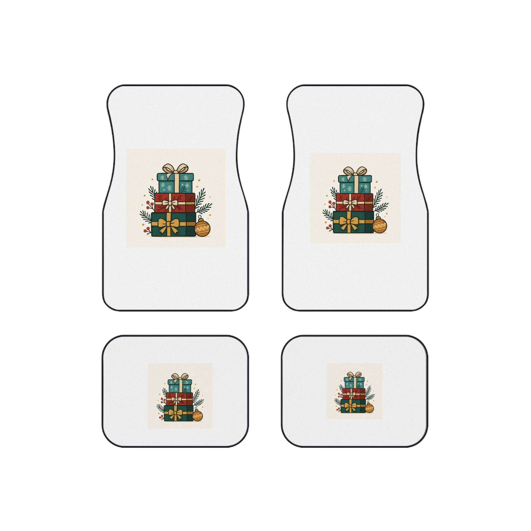 Christmas Gift Stack Car Mats (Set of 4)