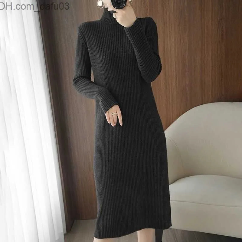 Basic Casual Dresses Casual Dresses Aesthetic Maxi Sweater Dress for Women Winter Loose Woman Robe Long Vintage Knitted Bodycon Korean Z230726