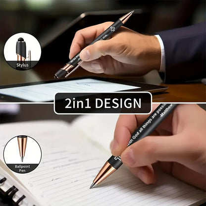 10Pcs Incentivized Retractable Metal Ballpoint Pen, Touchscreen Compatible, Suitable for Sacred Scriptures, Verses and Cross Badges, Smooth Writing, Ideal as a Faith Gift for Adults.