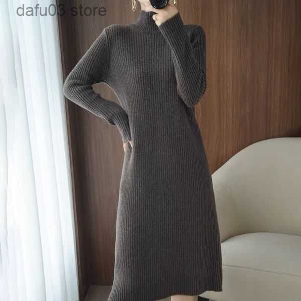 Basic Casual Dresses Casual Dresses Aesthetic Maxi Sweater Dress for Women Winter Loose Woman Robe Long Vintage Knitted Bodycon Korean Z230726