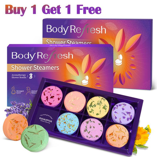 Buy 1 Get 1 Free Bodyrefresh Shower Steamers Aromatherapy – 8 Pack Shower Bombs with Essential Oils, Stress Relief, Self Care, Spa Gifts for Women, Mom, Birthday & Christmas