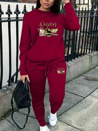 LW plus Size Woman Tracksuit Two Piece Set Letter Print Pants Set Pullovers Sweatshirts Female Jogging Woman Clothing Sports Sui 240810